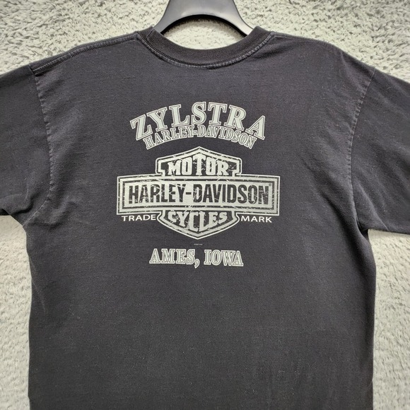 Harley Davidson Shirt Mens Large Black Declare Your Independence Eagle Iowa READ - Picture 8 of 12